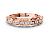 Rose gold Round Diamond Pavé Milgrain White Gold Eternity Band_4