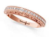 Rose gold Round Diamond Pavé Milgrain White Gold Eternity Band_5