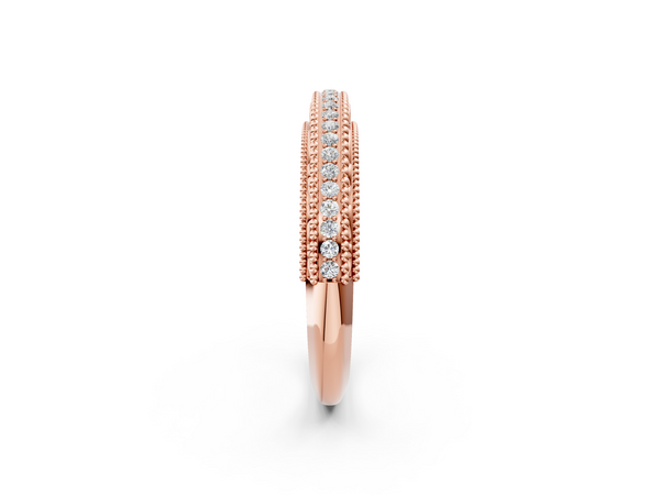 Rose gold Round Diamond Pavé Milgrain White Gold Eternity Band