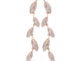 Rose gold Round Diamond Pavé Olive Branch Drop Earrings