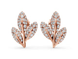 Rose gold Round Diamond Pavé Olive Branch Stud Earrings