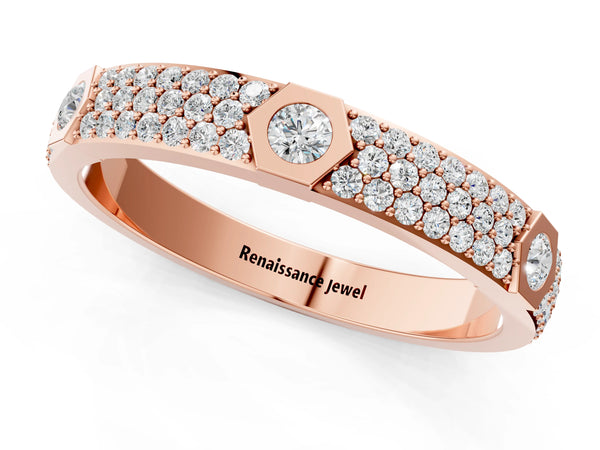 Rose gold Round Diamond Pavé Promise Ring with Round Diamond Accents