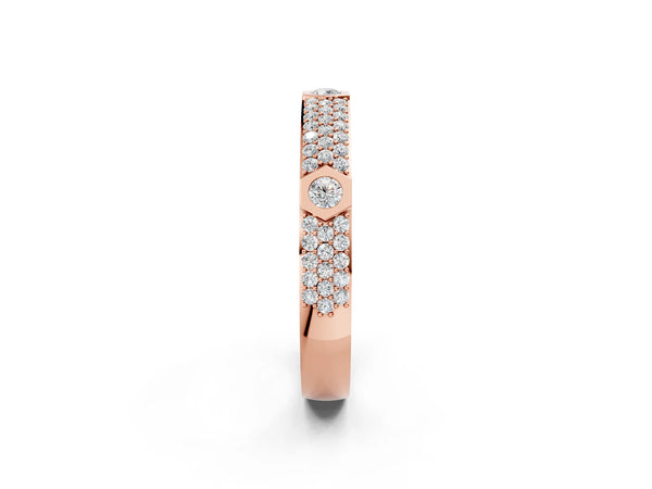 Rose gold Round Diamond Pavé Promise Ring with Round Diamond Accents