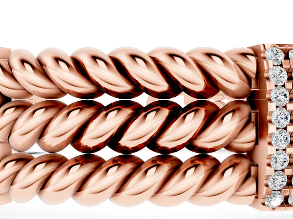 Rose gold Round Diamond Pavé Rope Bracelet with Box Clasp