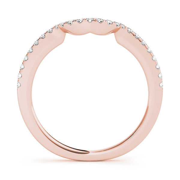 Rose gold Round Diamond Pavé-Set Contoured Wedding Band 1