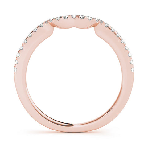 Rose gold Round Diamond Pavé-Set Contoured Wedding Band 1