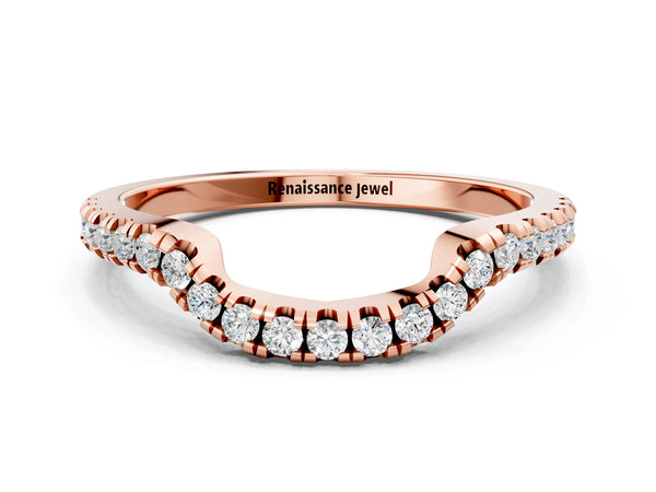 Rose gold Round Diamond Pavé-Set Contoured Wedding Band
