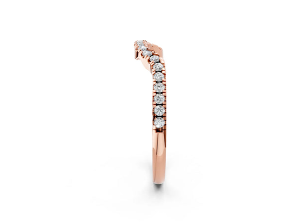Rose gold Round Diamond Pavé-Set Contoured Wedding Band