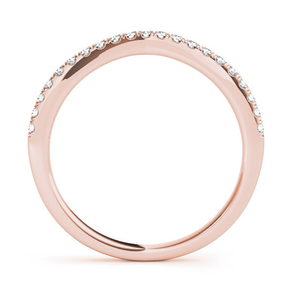 Rose gold Round Diamond Pavé Set Curved Band with Shared Prong Setting 1