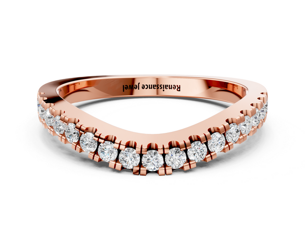 Rose gold Round Diamond Pavé Curved Band with Shared Prong Setting