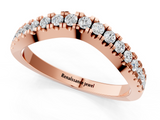 Rose gold Round Diamond Pavé Set Curved Band with Shared Prong Setting_5
