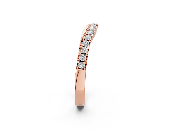 Rose gold Round Diamond Pavé Curved Band with Shared Prong Setting
