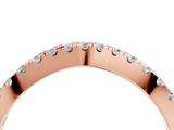 Rose gold Round Diamond Pavé Set Curved Band with Shared Prong Setting_8