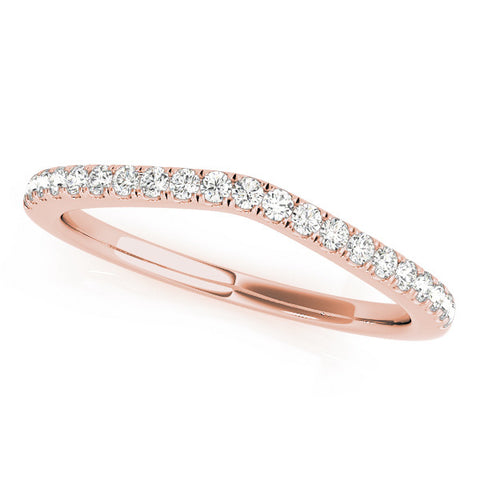 Rose gold Round Diamond Pavé Set Curved Band with Shared Prong Setting