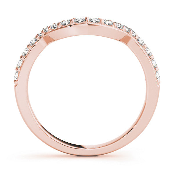 Rose gold Round Diamond Pavé Set Curved Band with U-Prong Setting 1