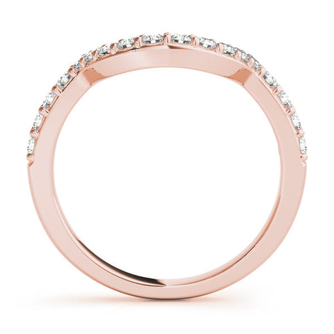 Rose gold Round Diamond Pavé Set Curved Band with U-Prong Setting 1