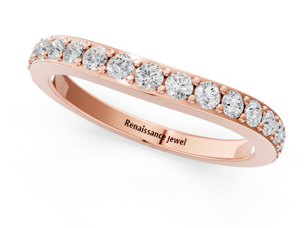 Rose gold Round Diamond Pavé Set Curved Eternity Band