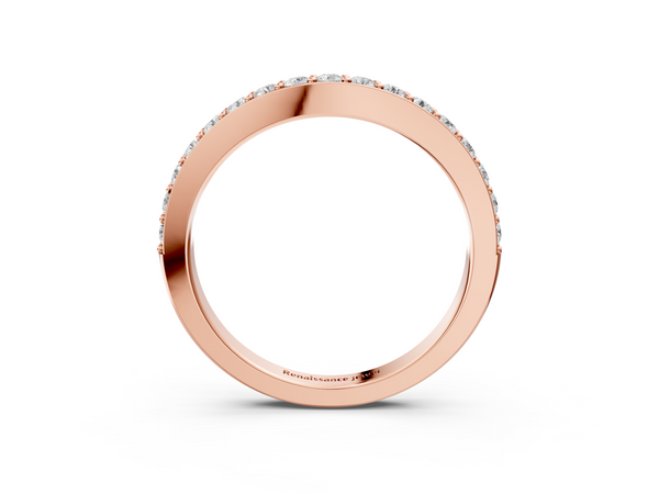 Rose gold Round Diamond Pavé Set Curved Eternity Band