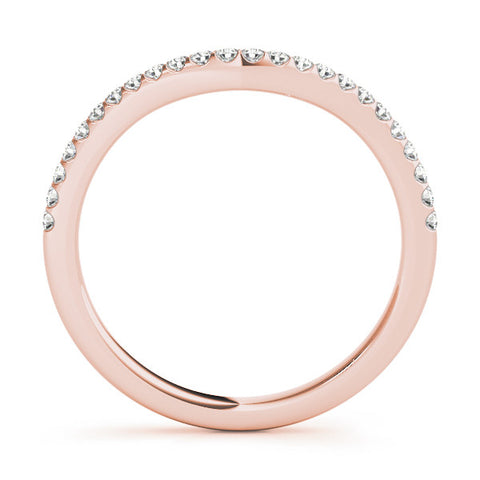 Rose gold Round Diamond Pavé Set Curved Wedding Band 1