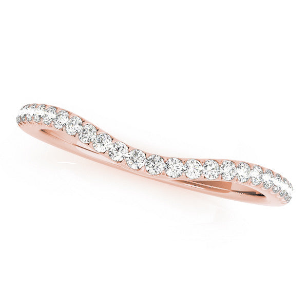 Rose gold Round Diamond Pavé Set Curved Wedding Band