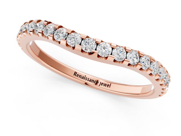 Rose gold Round Diamond Pavé Curved Wedding Band