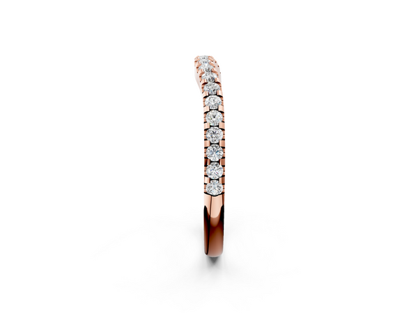 Rose gold Round Diamond Pavé Curved Wedding Band