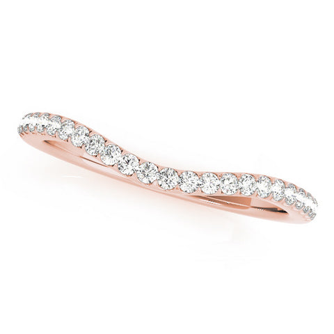 Rose gold Round Diamond Pavé Set Curved Wedding Band
