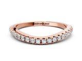 Rose gold Round Diamond Pavé Set Curved White Gold Band_4