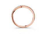 Rose gold Round Diamond Pavé Set Curved White Gold Band_7