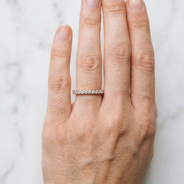 Rose gold Round Diamond Pavé Set Eternity Band with Micro Prong Setting