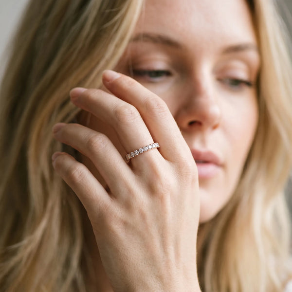 Rose gold Round Diamond Pavé Set Eternity Band with Micro Prong Setting