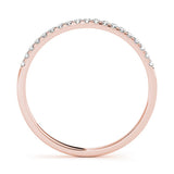 10K Rose Gold Round Diamond Pavé Set Half Eternity Band with Shared Prong Setting
