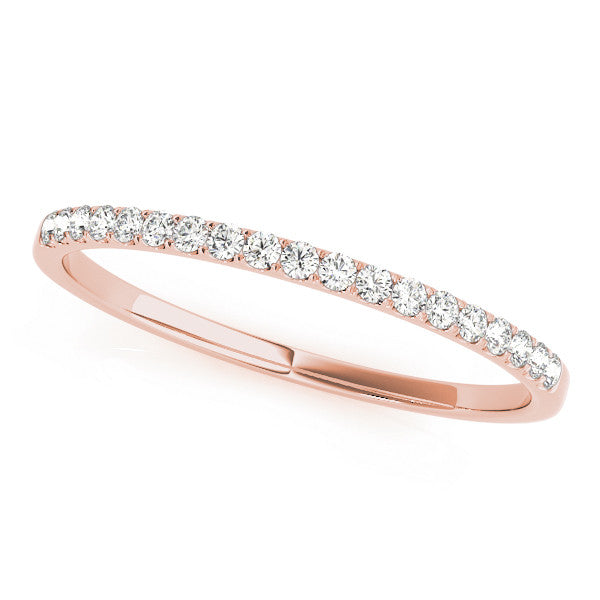 10K Rose Gold Round Diamond Pavé Set Half Eternity Band with Shared Prong Setting