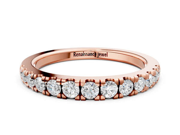 Rose gold Round Diamond Pavé Set White Gold Eternity Band