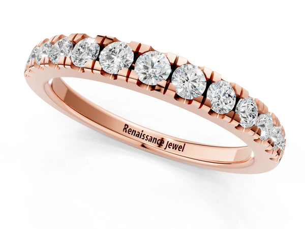Rose gold Round Diamond Pavé Set White Gold Eternity Band