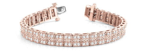Rose gold Round Diamond Pavé Tennis Bracelet with Box Clasp