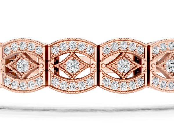 Rose gold Round Diamond Pavé Tennis Bracelet with Milgrain Detailing