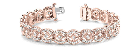 Rose gold Round Diamond Pavé Tennis Bracelet with Milgrain Detailing