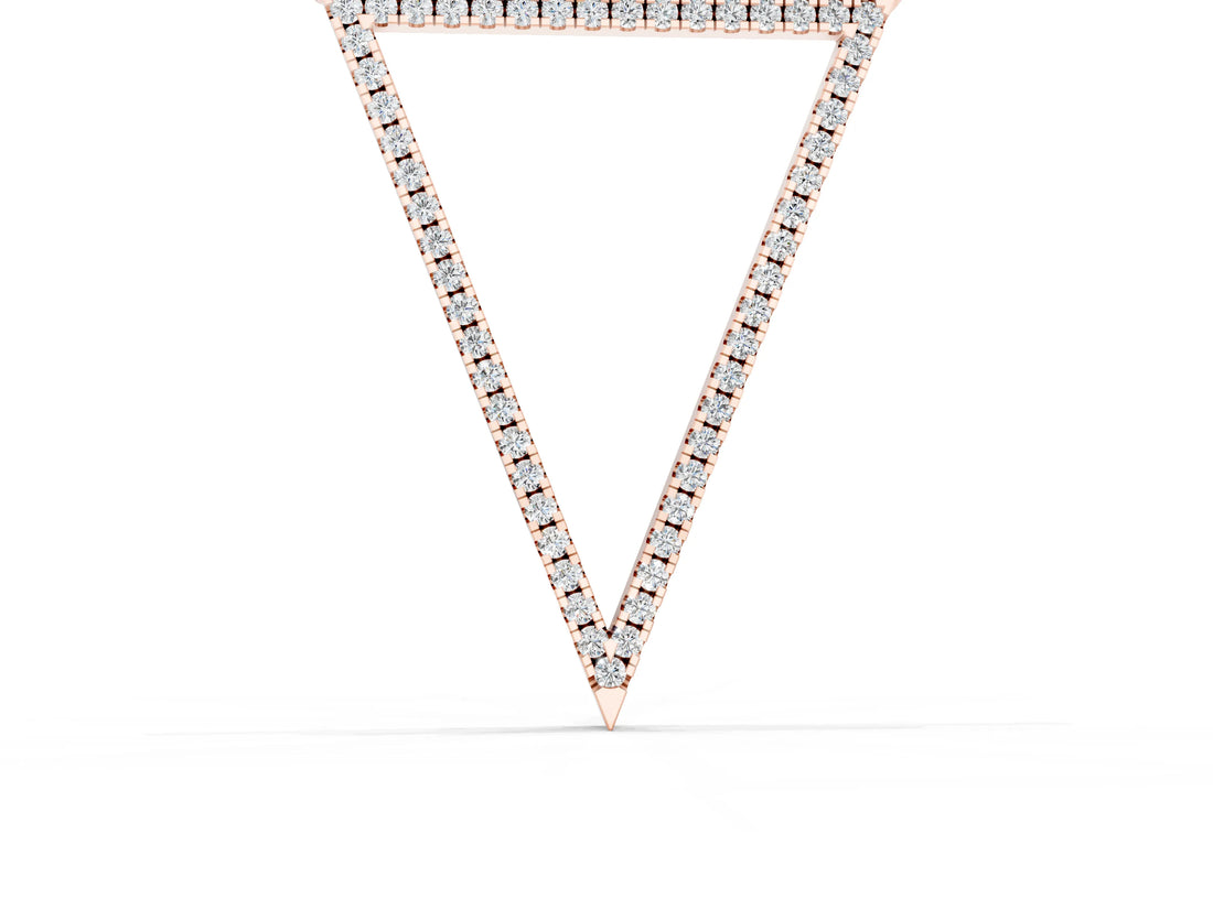 Rose gold Round Diamond Pavé Triangle Pendant_2