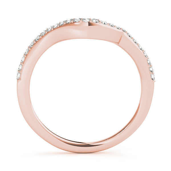 Rose gold Round Diamond Pavé Twist Band with Shared Prong Setting 1