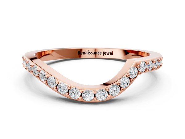 Rose gold Round Diamond Pavé Twist Band with Shared Prong Setting
