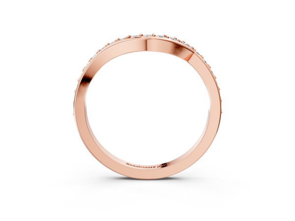 Rose gold Round Diamond Pavé Twist Band with Shared Prong Setting