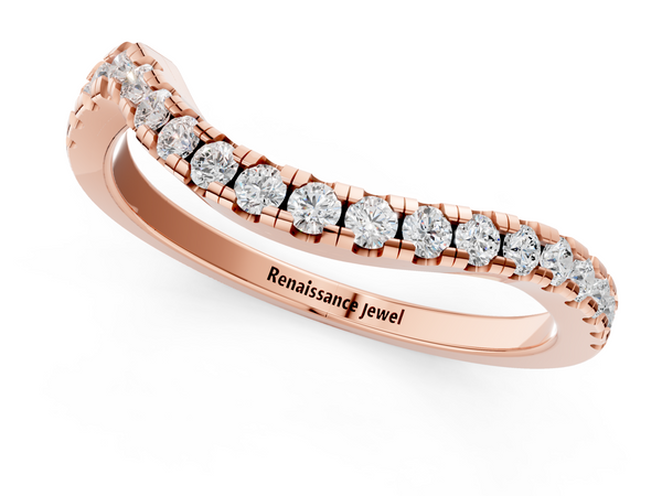 Rose gold Round Diamond Pavé Twist Band with U-Prong Setting