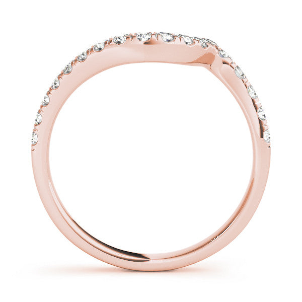 Rose gold Round Diamond Pavé V-Shaped Contour Band with Shared Prong Setting 1