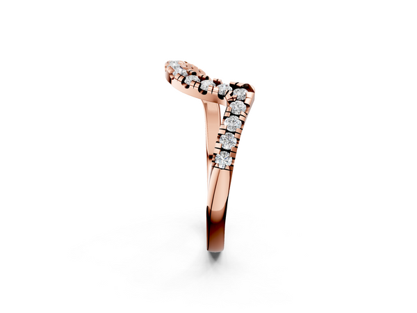 Rose gold Round Diamond Pavé V-Shaped Contour Band with Shared Prong Setting