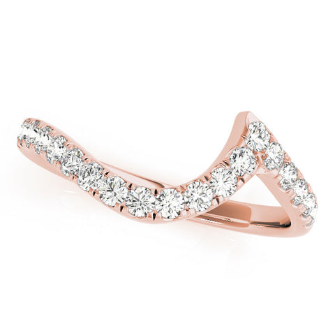 Rose gold Round Diamond Pavé V-Shaped Contour Band with Shared Prong Setting