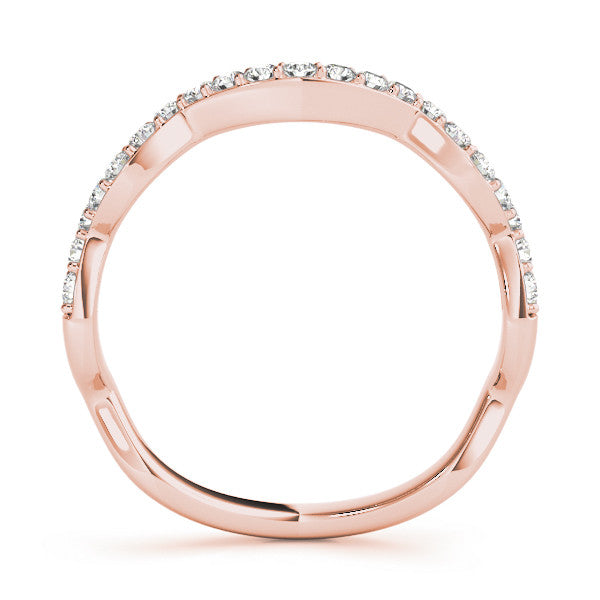 Rose gold Round Diamond Pavé Zigzag Eternity Band 1