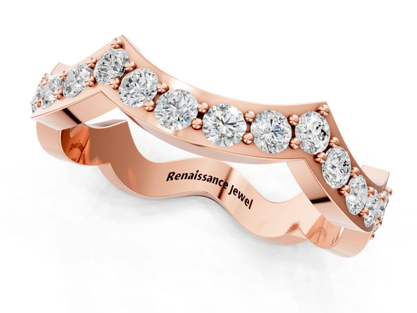 Rose gold Round Diamond Pavé Zigzag Eternity Band