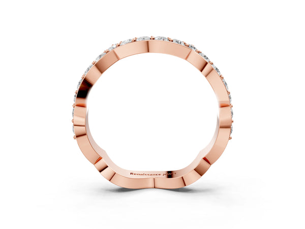 Rose gold Round Diamond Pavé Zigzag Eternity Band