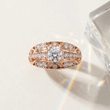Rose gold Round Diamond Pave Art Deco Split Shank Ring with Four-Prong Setting_15